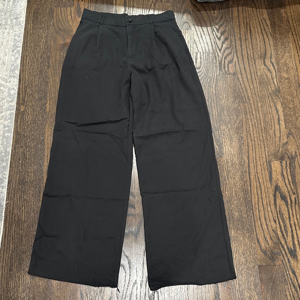 Zara Black High Rise Wide Leg Work Pants